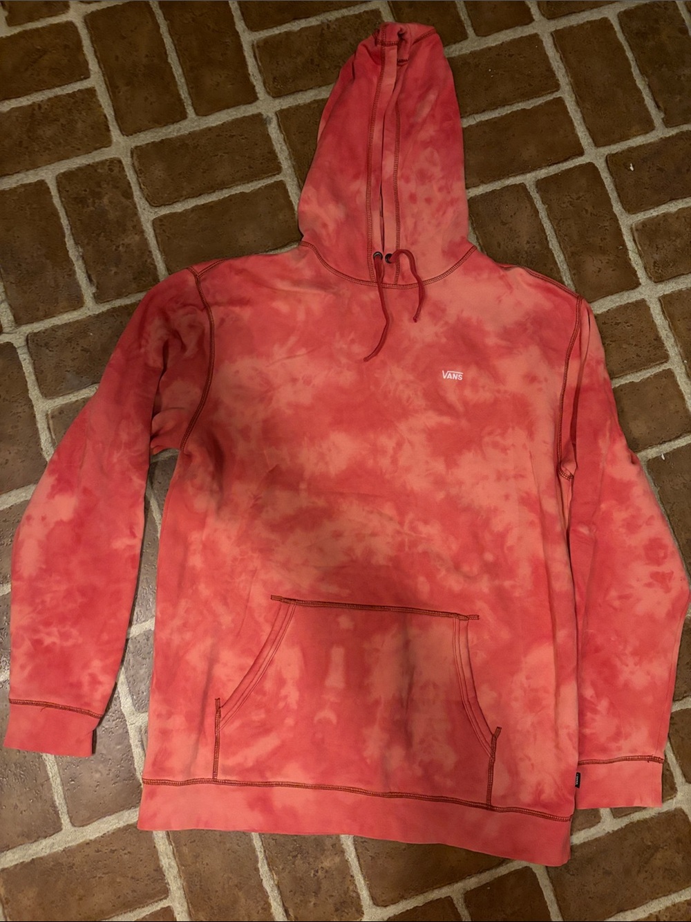Vans Men's Coral/Orange Tie-Dye Hoodie